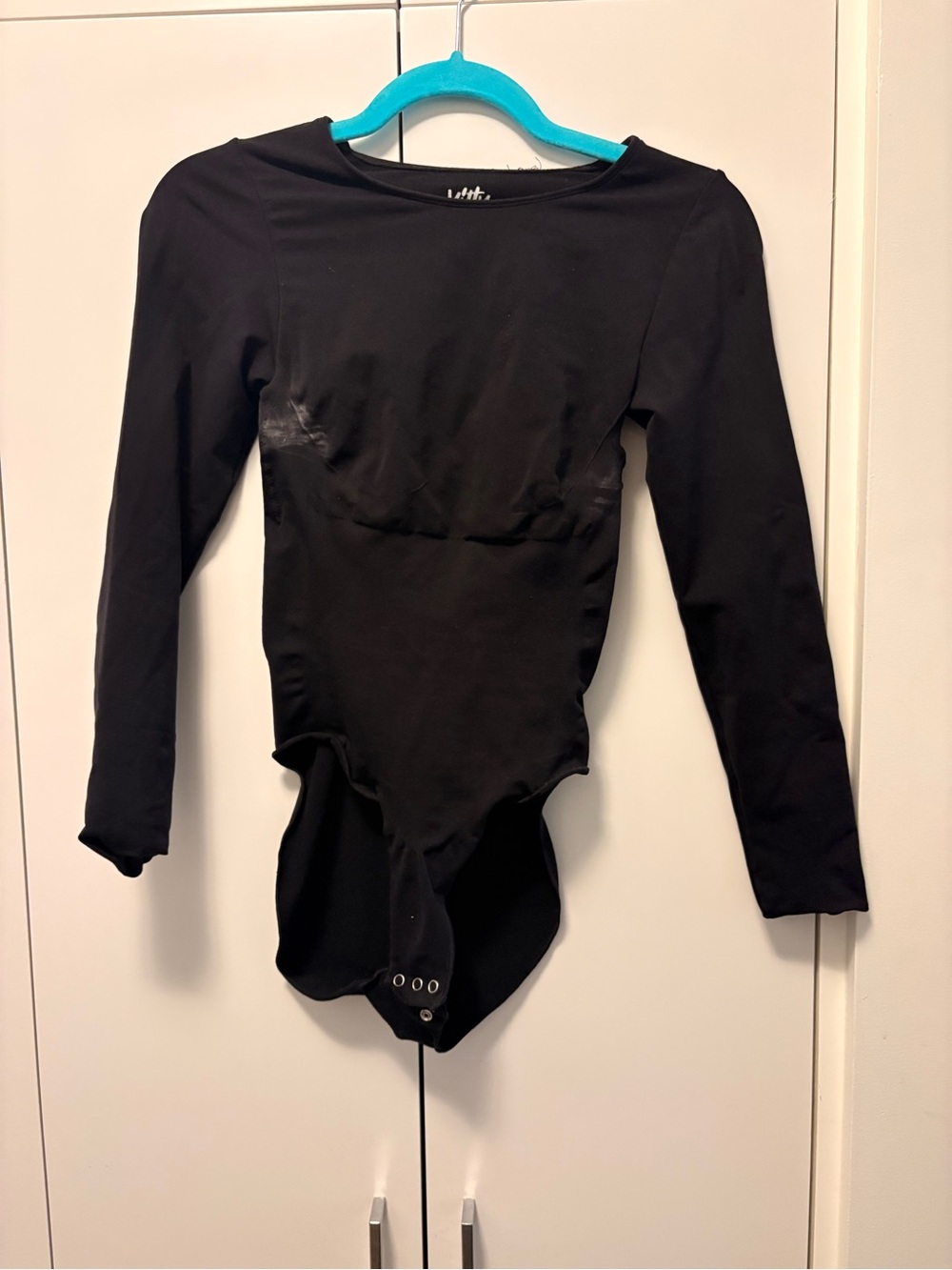Black Long-Sleeve Snap-Front Bodysuit